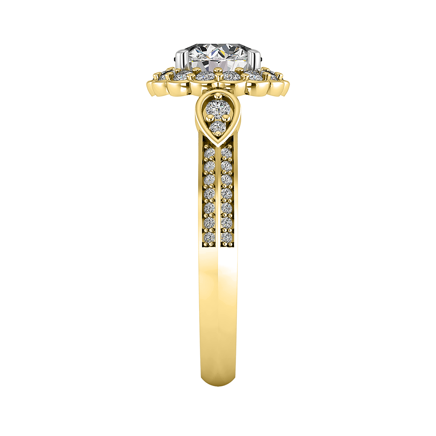 Phoenix Floral Halo Engagement Ring